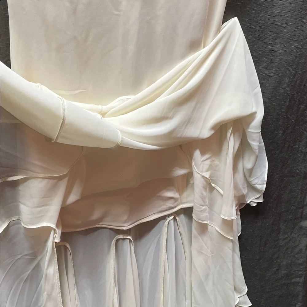 Abercrombie & Fitch Elegant plunge godet Cream Maxi Dress